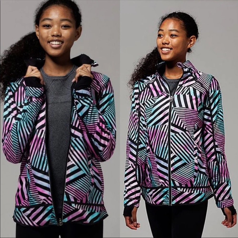 Ivivva Speed Ahead Black Seeker Stripe Jacket